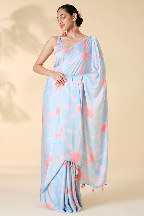 Okhai "After Rain" Tie-and-Dye Modal Silk Saree with Blouse Piece