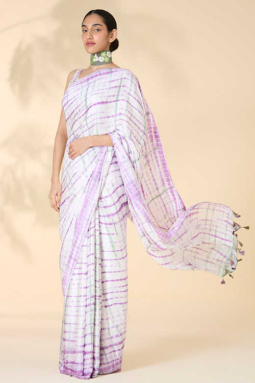 Okhai Orchid Love Tie and Dye Modal Silk Saree with Blouse Piece