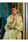 Sheer Elegance. Exclusive Handwoven Resham Silk Saree - Pastel Green