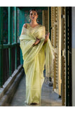 Sheer Elegance. Exclusive Handwoven Resham Silk Saree - Pastel Green