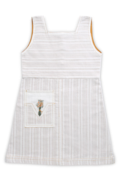 Soleilclo "Floral Bouquet" Sleeveless Hand Embroidered Cotton A-Line Dress