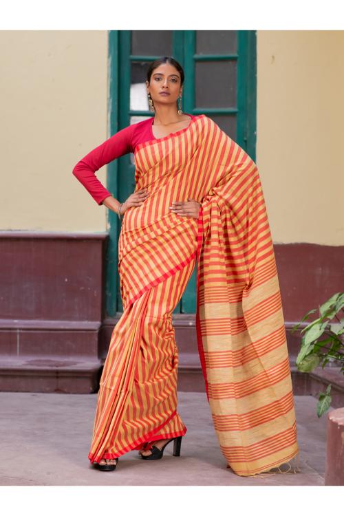 Stunning Stripes. Handwoven Bengal Cotton Saree