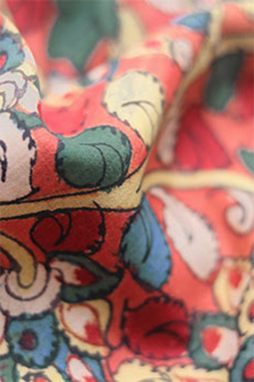 Natural Dye Hand-Painted Kalamkari Tussar Silk X Cotton Fabric 0.50 Mtr