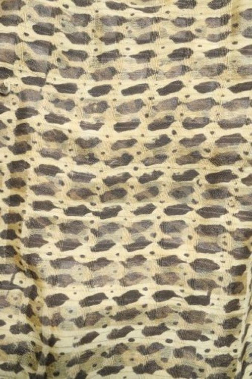 Creative Bee Natural Dye Block Print Tussar Fabric - Halda And Black