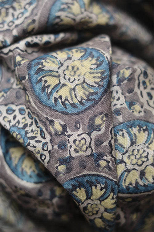 Creative Bee Natural Dye Block Print Tussar Silk Fabric x 0.50 Meter