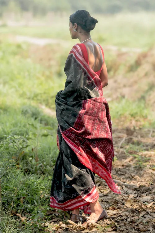 The ICH Sambalpuri Handwoven Ikat Soft Cotton Saree - Kansa Raag