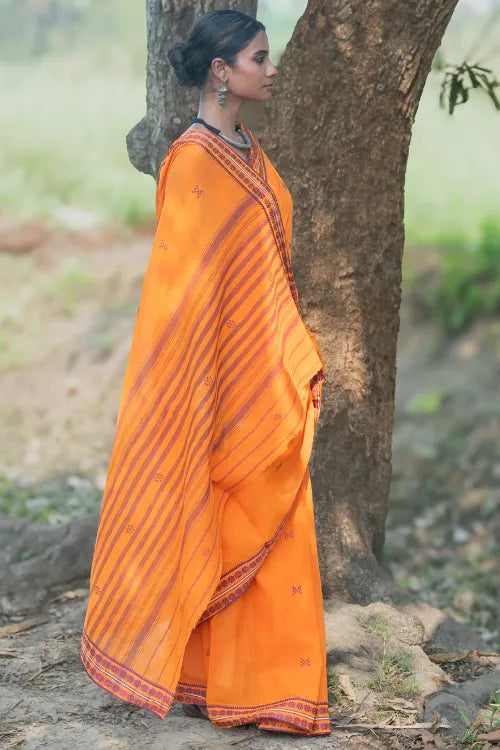 The ICH Bengal Weaves. Handwoven Cotton Saree - Genda Phool
