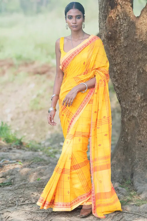 The ICH Bengal Weaves. Handwoven Cotton Saree - Surajmukhi