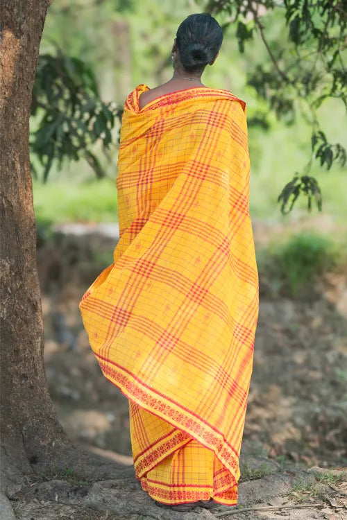 The ICH Bengal Weaves. Handwoven Cotton Saree - Basant Tara