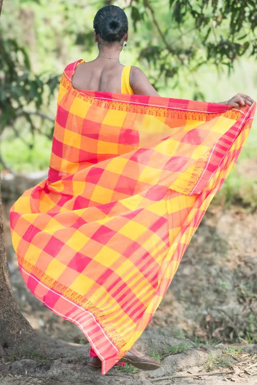 The ICH Bengal Weaves. Handwoven Cotton Saree - Aam Gulab