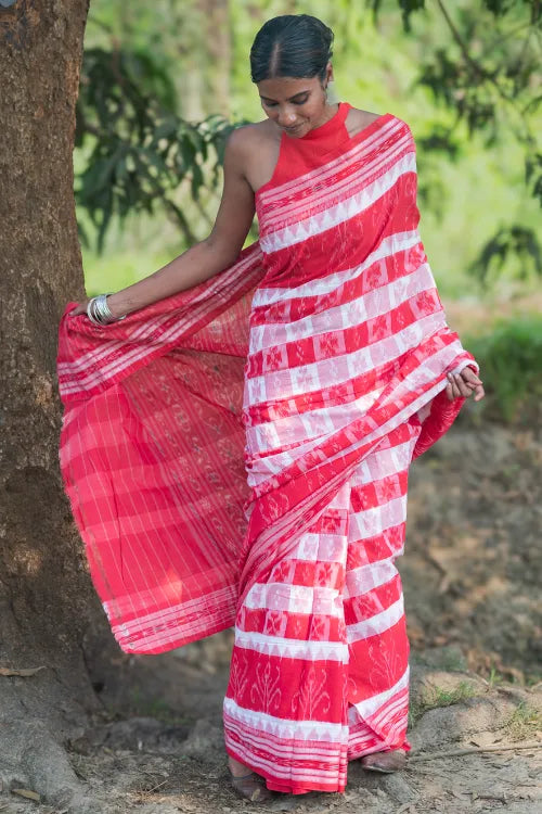 The ICH Bengal Weaves. Handwoven Cotton Saree - Shakha Pola