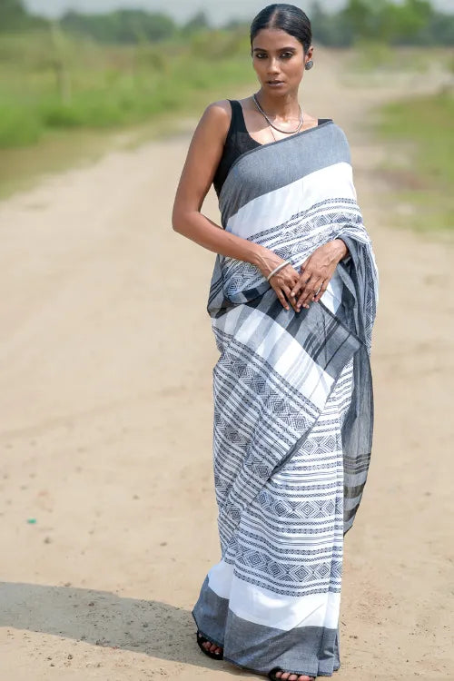 The ICH Bengal Weaves. Handwoven Cotton Saree - Bhor