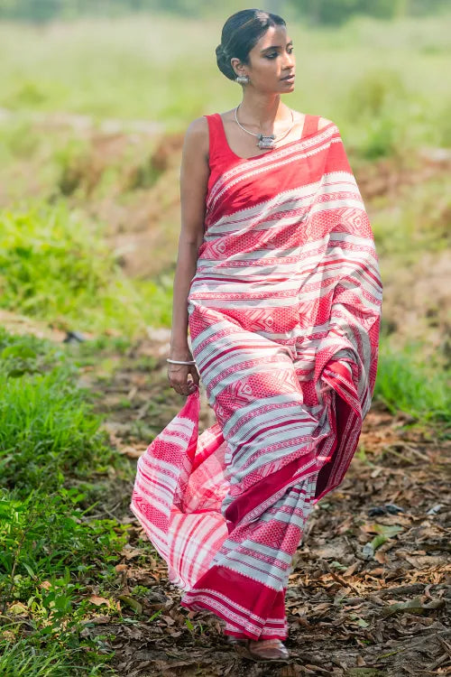 The ICH Bengal Weaves. Handwoven Cotton Saree - Lal Chand