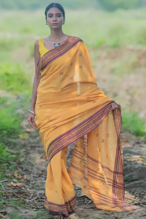 The ICH Bengal Weaves. Handwoven Cotton Saree - Haldi Gatha
