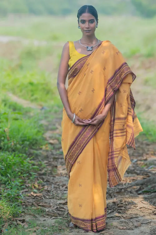 The ICH Bengal Weaves. Handwoven Cotton Saree - Haldi Gatha