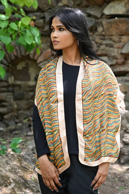 The ICH Light & Soft. Handcrafted Silk Batik Scarf - Desert Rhythm