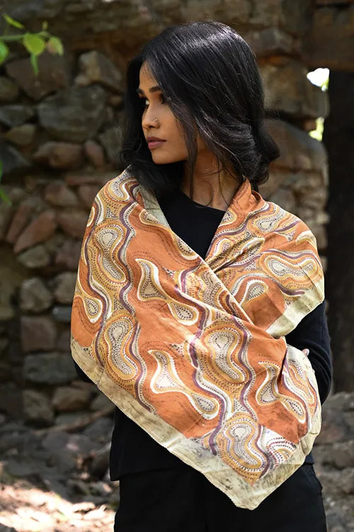 The ICH Light & Soft. Handcrafted Silk Batik Scarf - Desert Dunes