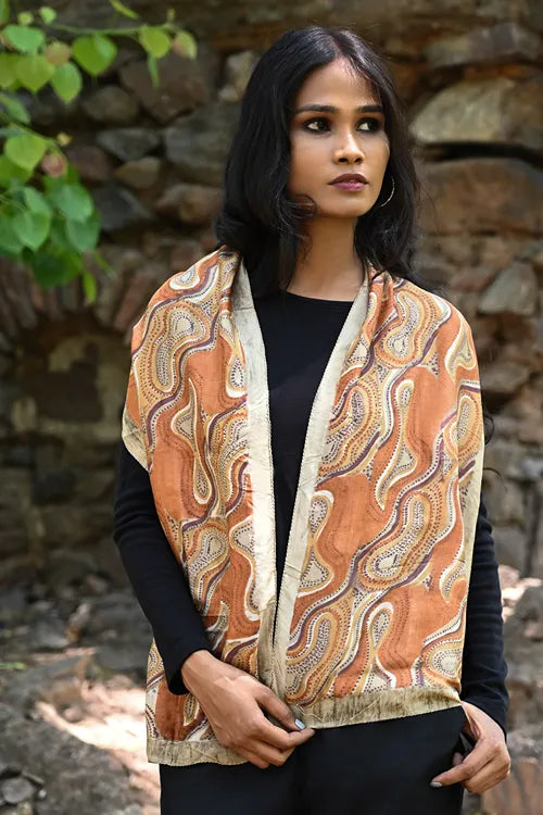 The ICH Light & Soft. Handcrafted Silk Batik Scarf - Desert Dunes