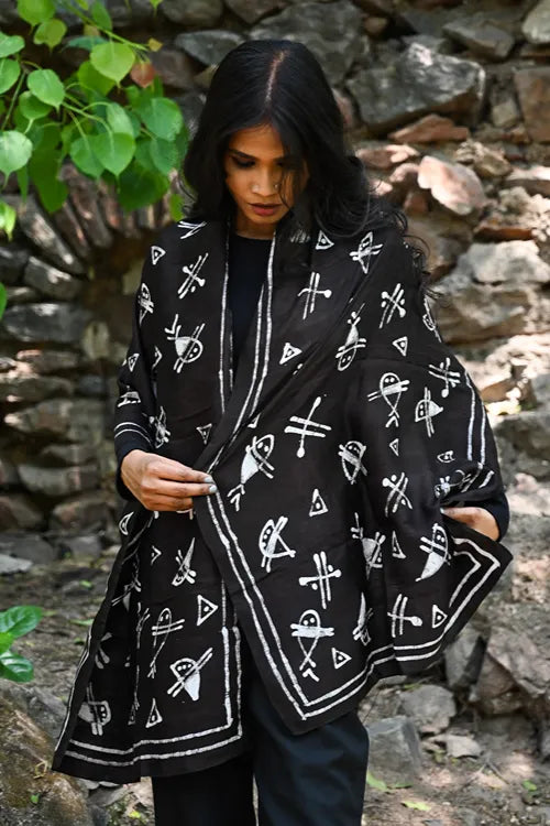 The ICH Light & Elegant. Handcrafted Silk Batik Stole  - Glyph Bundle