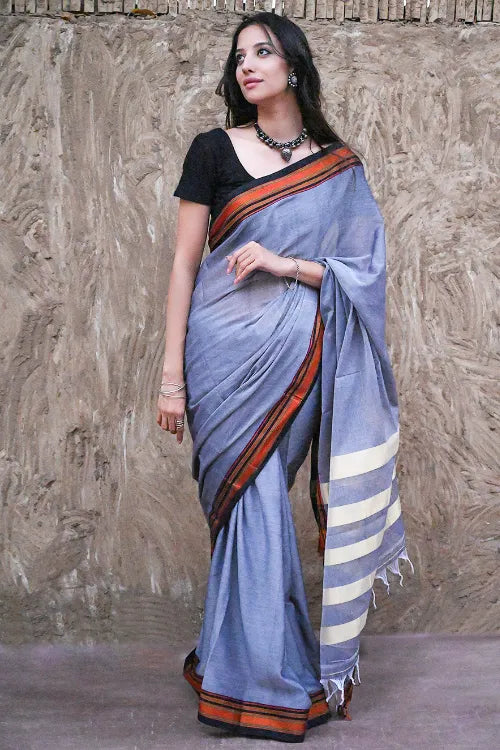 Deccan Elegance. Cotton Blend Ilkal Saree - Baadal