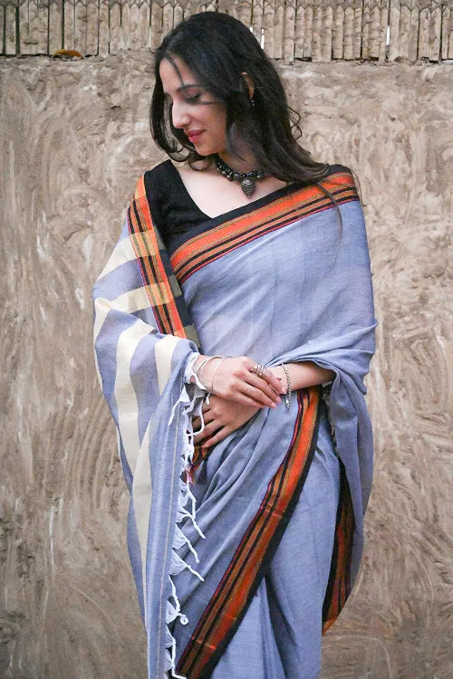 Deccan Elegance. Cotton Blend Ilkal Saree - Baadal