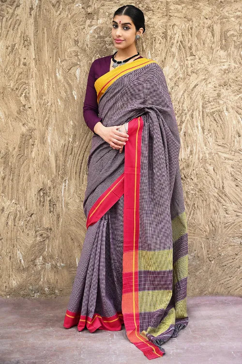 Ethnic Elegance. Handwoven Pateda Aanchu Cotton Saree - Kaveri Madhura