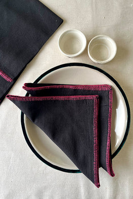 Okhai "Finesse" Hand Embroidered Pure Cotton Set of 6 Napkins