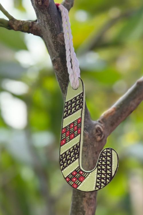 Antarang- Christmas Joy, Handcrafted: Terracotta Ornaments -  Light Green (Set Of 4)