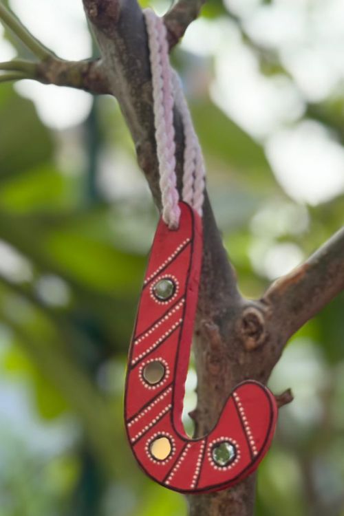 Antarang- Christmas Joy, Handcrafted: Terracotta Ornaments - Red(Set Of 4)