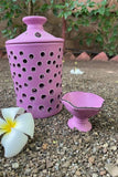 Antarang - Terracotta- Handpainted- Terracotta-Purple-Jar Diya