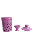 Antarang - Terracotta- Handpainted- Terracotta-Purple-Jar Diya