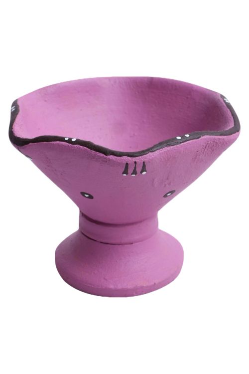 Antarang - Terracotta- Handpainted- Terracotta-Purple-Jar Diya