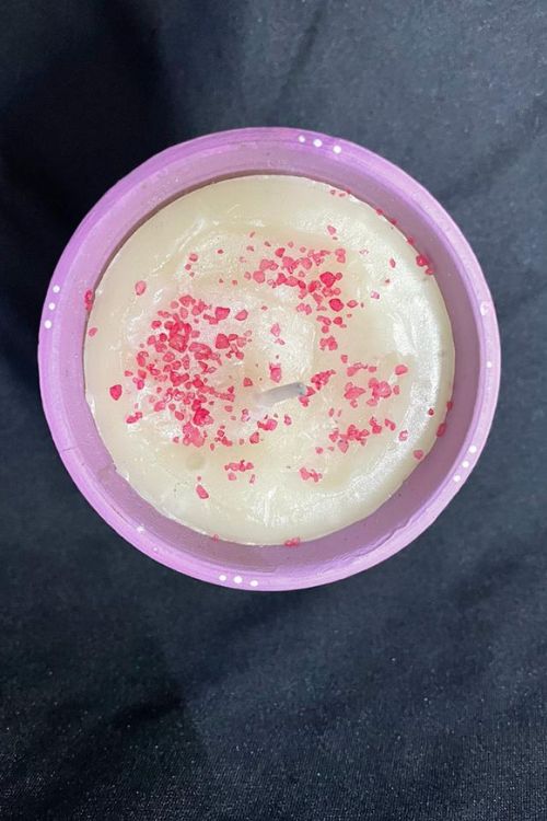 Antarang - Terracotta- Handpainted-Purple-Scented Candle