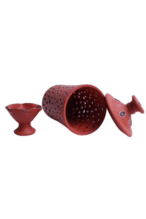 Antarang - Terracotta- Handpainted- Terracotta-Terracotta-Jar Diya