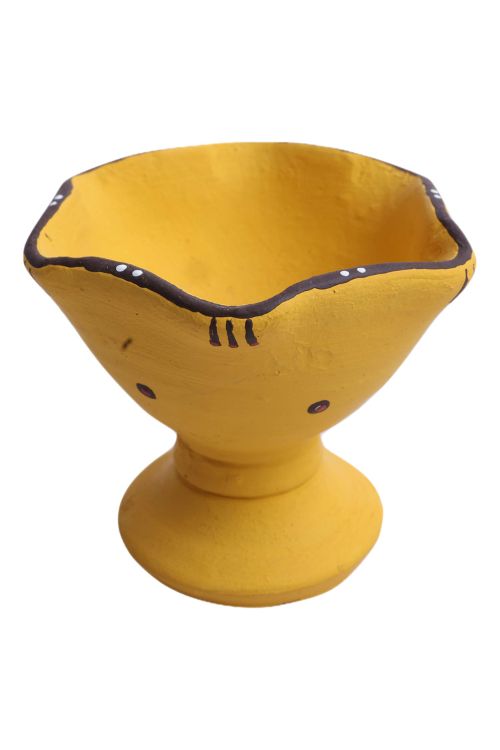 Antarang - Terracotta- Handpainted- Terracotta-Yellow-Jar Diya