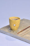 Antarang - Terracotta- Handpainted-Yellow-Scented Candle