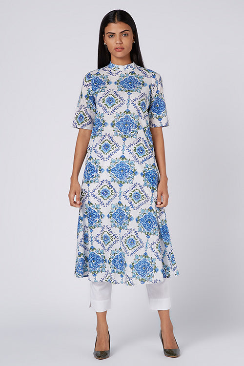 Okhai 'Santorini' Embroidered Cotton Hand Block Print Dress