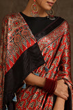 Riyaz Khatri Traditional Ajrakh Hand Block Printed And Natural Dye Modal Silk Saree With Beautiful Tassels