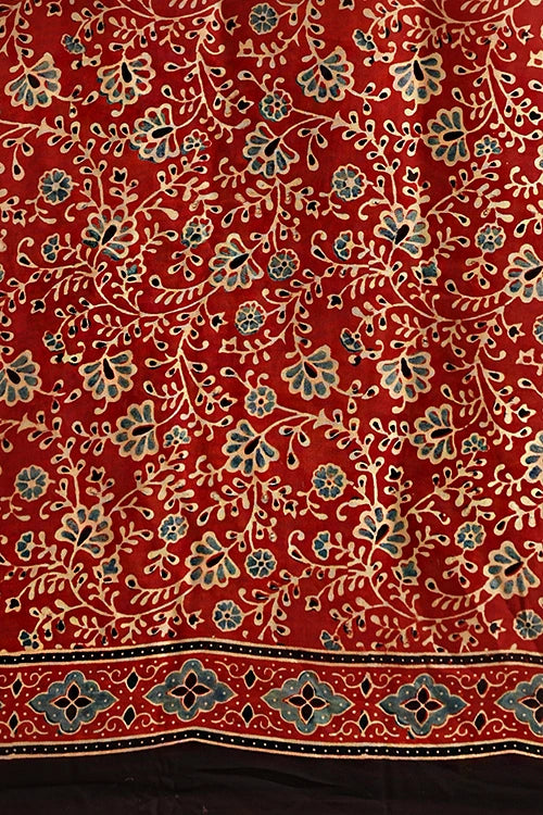 Jahangir Khatri - Red Ajrakh Modal Tissue Saree