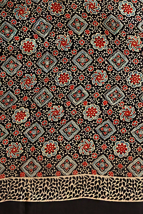 Jahangir Khatri - Black Ajrakh Modal Tissue Saree - 011