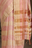 Maheshwari Handwoven Silk Cotton Tissue Pink And Gold Saree With Gold Border