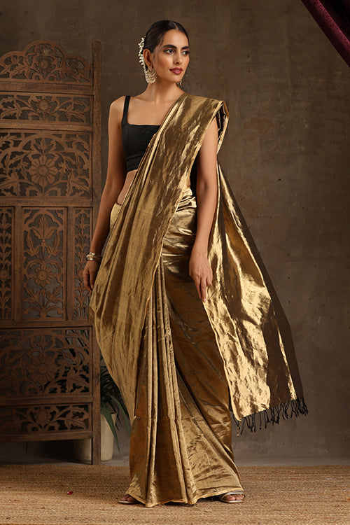 Handwoven Full Gold Tissue Maheshwari Silk Saree Online