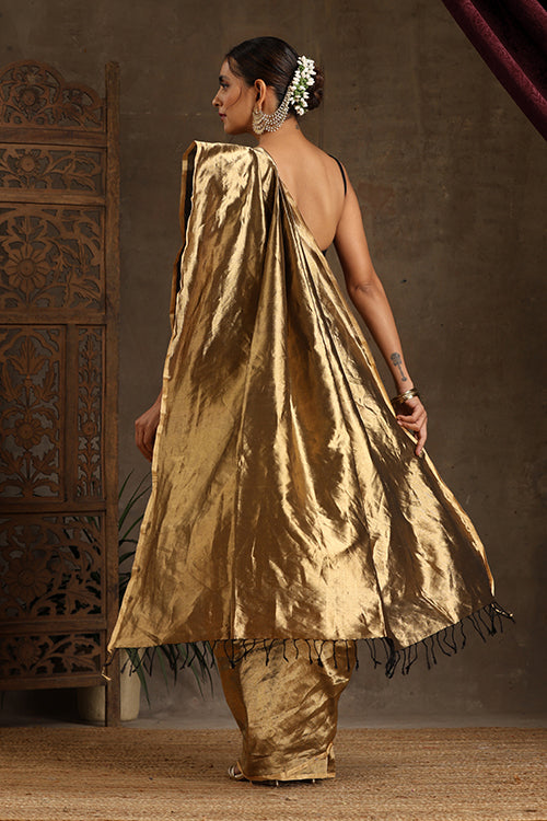 Maheshwari Handwoven Full Gold Tissue Saree