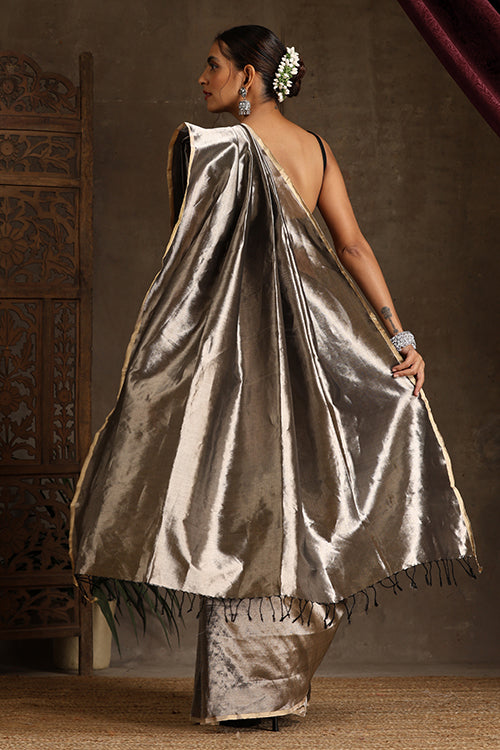 Maheshwari Handwoven Full Silver  Tissue Saree