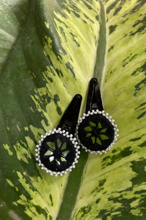 Antarang Handcrafted Black Tic Tac Pins By Divyang & Rural Women- Black.