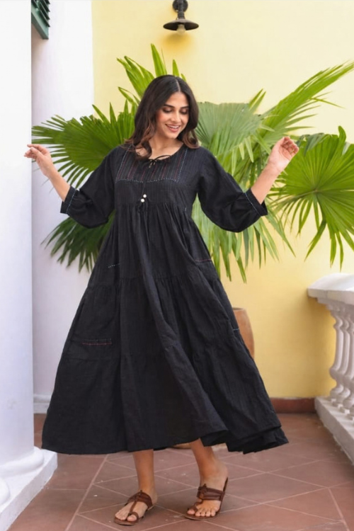 Bebaak Leyla Handwoven Cotton Tier Dress