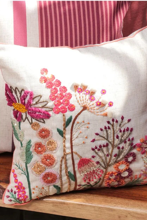 Onset Homes Summer Breeze Hand Embroidery Cushion Cover