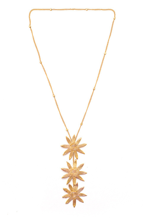 Miharu Radiant Sunflower Brass Necklace