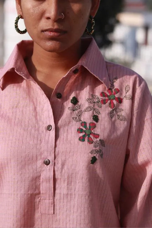 Sadhna"Long Shirt"Peach Applique Work Women Shirt