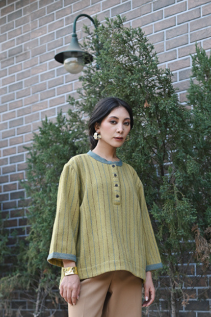 Rangsutra Handwoven Woolen Olive Full Sleeve Pheran